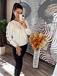 Кофта жіноча з мереживом на рукавах 42-46, фото 3