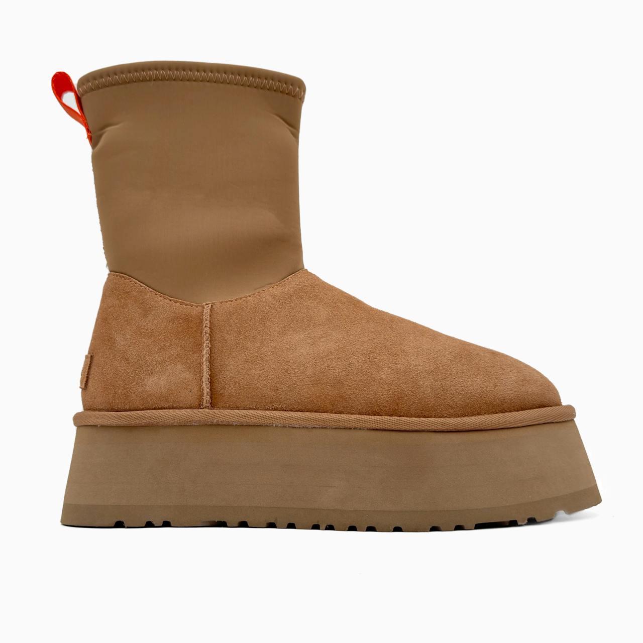Зимові Жіночі Черевики UGG Dipper Boots Chestnut | каштанові на платформі з блискавкою, розміри 36–41