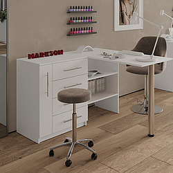 Манікюрний стіл М135, розкладний комод з поличками білий