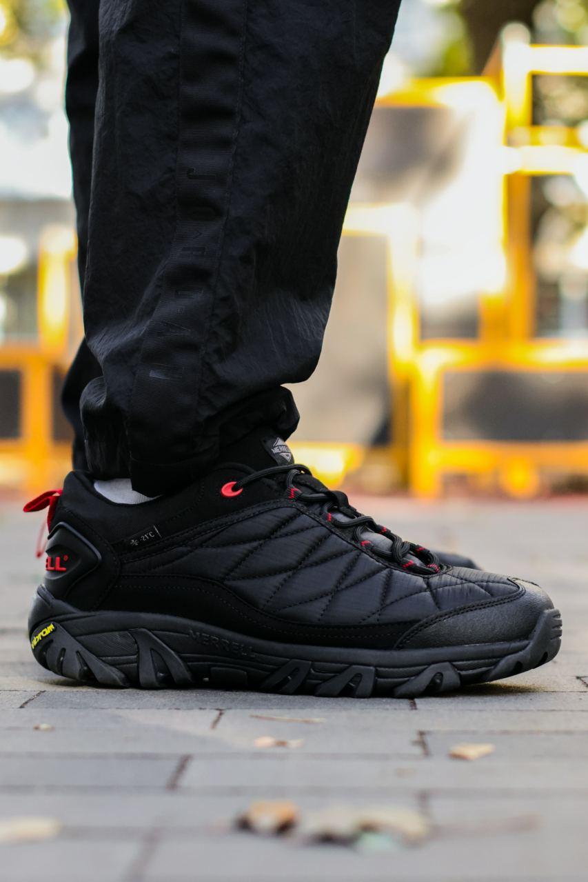 Зимові Чоловічі Кросівки Merrell Ice Cap Moc Vibram Black / Меррелл Айс Кап Мок Вібрам Чорні з Червоним