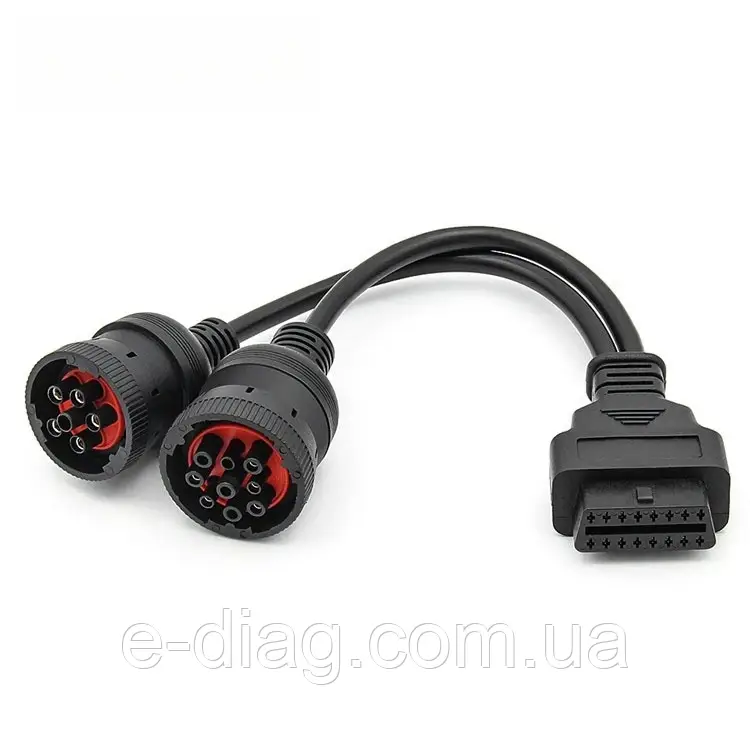 Перехідник Deutsch OBD2 - 6pin + 9pin (JCB/CAT/ALLISON/JOHN DEERE/CUMMINS/МАЗ/ПАЗ/КАМАЗ)