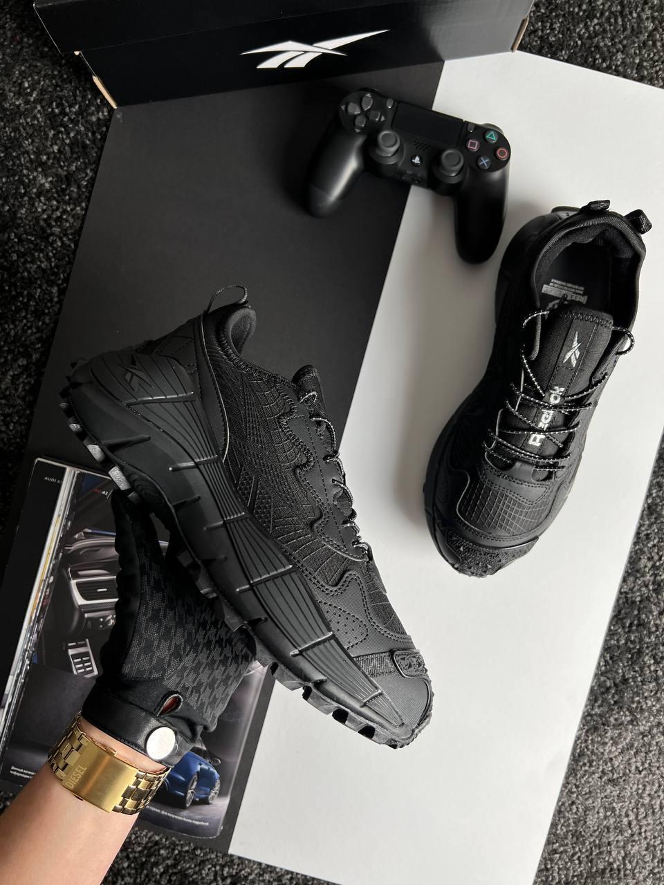 Чоловічі кросівки шкіра текстиль Reebok Zig Kinetica 2.5 Edge Black White, кеди Gore-Tex, термо. Чоловіче взуття