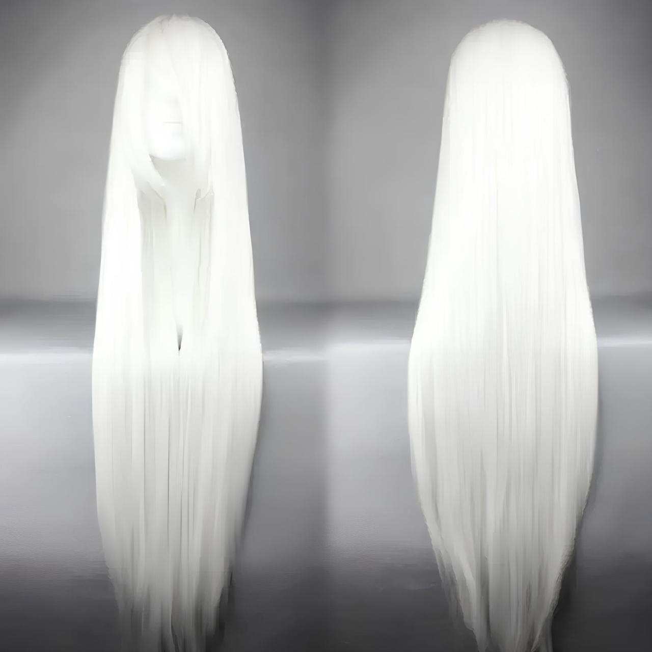 Біла довга перука RESTEQ 100 см - пряме волосся для косплею, аніме, театру та фотосесій, фото 1