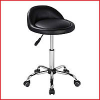 Удобный стул со спинкой на колесиках для мастера ресниц, перманентного макияжа, косметолога, визажиста черный