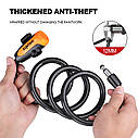 Велосипедний тросовий замок Xunting з кріпленням і ключами 120 см протиугінний для велосипеда самоката, фото 3