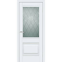 Двері міжкімнатні C070 / Doors / ПВХ / Скло Сатин з Малюнком / Емаліт Білий