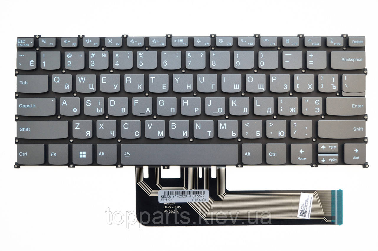 Клавіатура для ноутбуків Lenovo ThinkBook 14 G2/G3 ACH/ACL/ARE/ITL сіра без рамки, підсвітка UA/RU/US