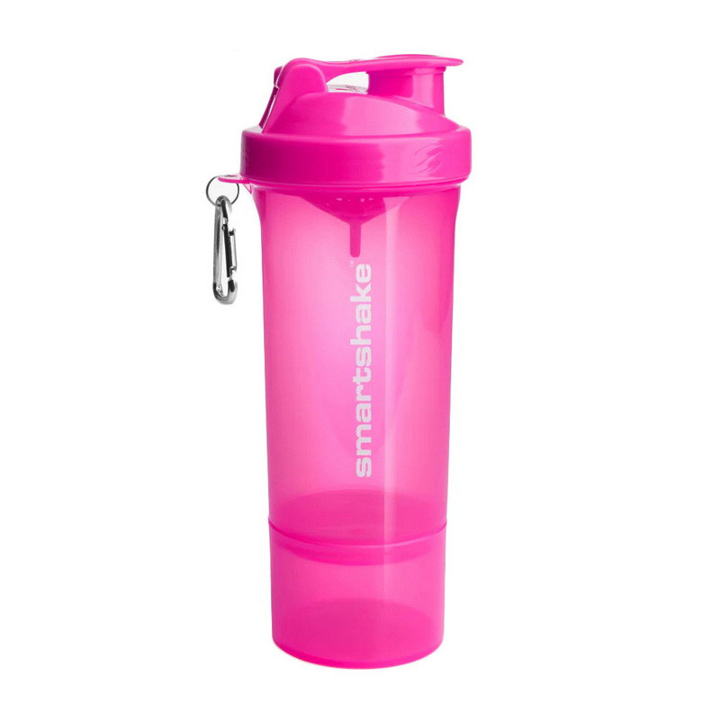 Шейкер двосекційний. SmartShake Slim NEON Pink (500 ml, pink), фото 1
