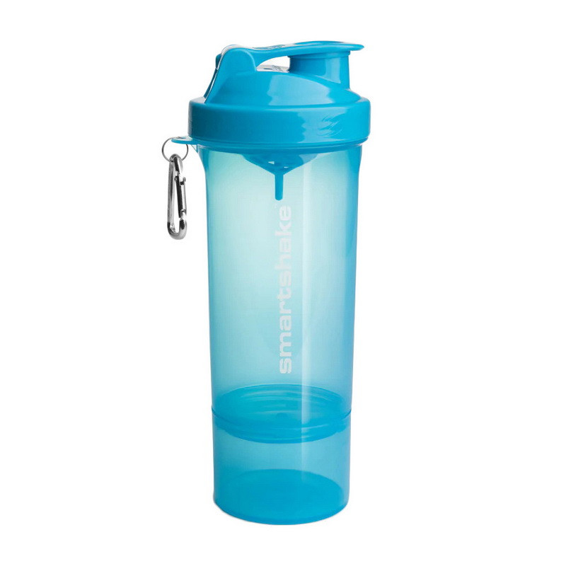 Шейкер двосекційний. SmartShake Slim NEON Blue (500 ml, blue), фото 1