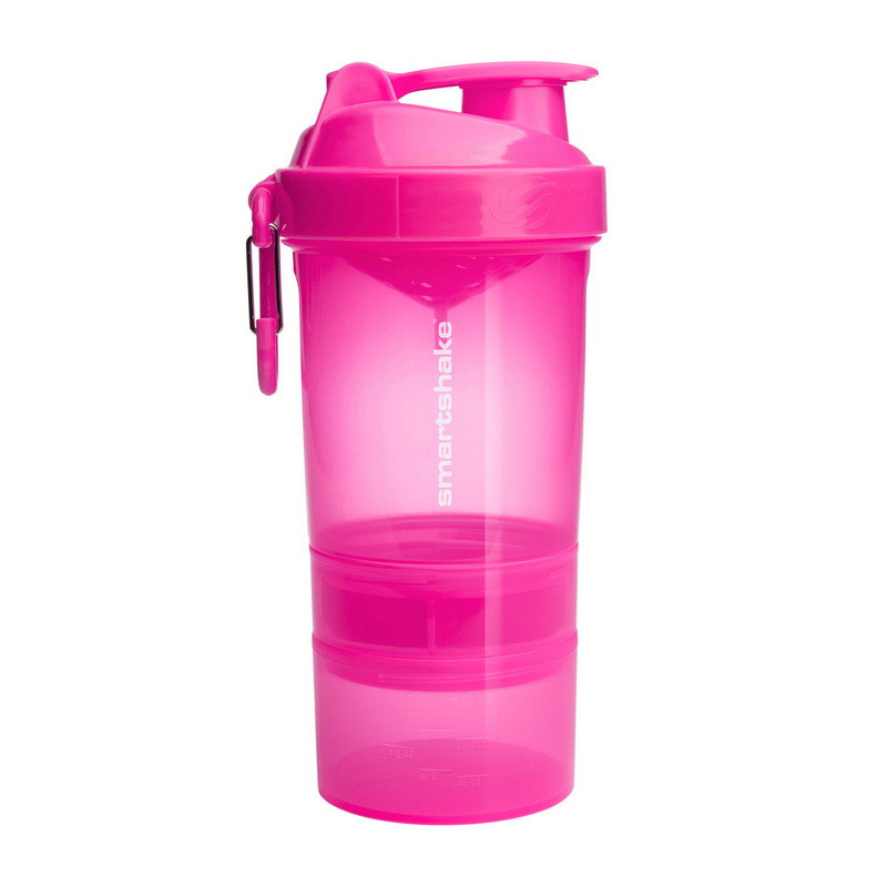 SmartShake Original2Go (600 ml, neon pink). З двома знімними відсіками для зберігання., фото 1