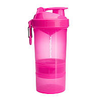 SmartShake Original2Go (600 ml, neon pink). З двома знімними відсіками для зберігання.