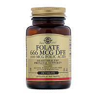 Фолат Solgar. Folate 666 мкг DFE (Folic Acid 400 мкг) (250 tabs).