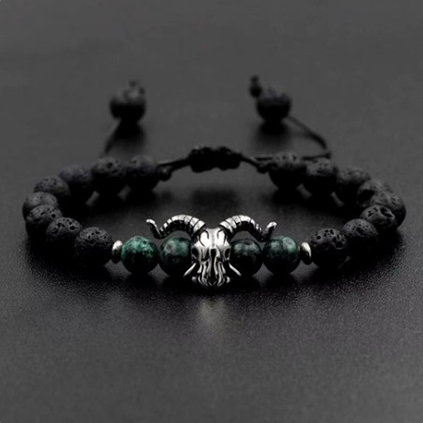 Браслет чоловічий з натурального каменю OMEN чорний