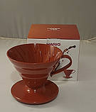 Набір Пуровер HARIO V60 02 400 мл. червоний + 40 паперові білі фільтри для пуровера 02 Hario V60, фото 3