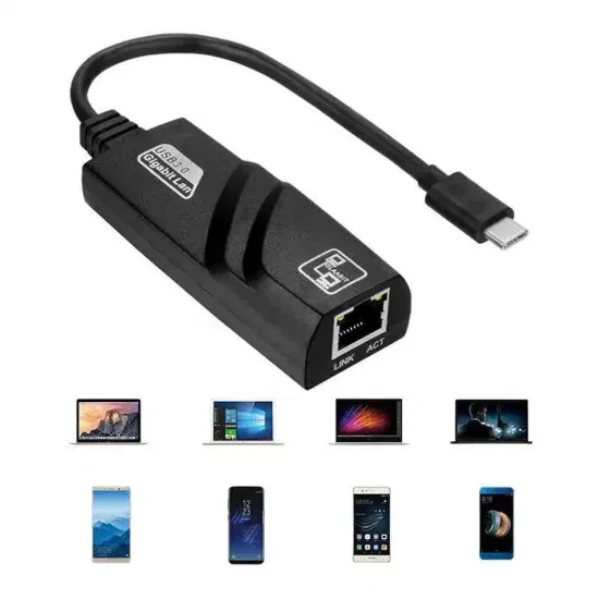 Перехідник адаптер usb-c мережева карта Dbit Type-C — LAN Ethernet RJ45 Gigabit 1 Гбіт/с
