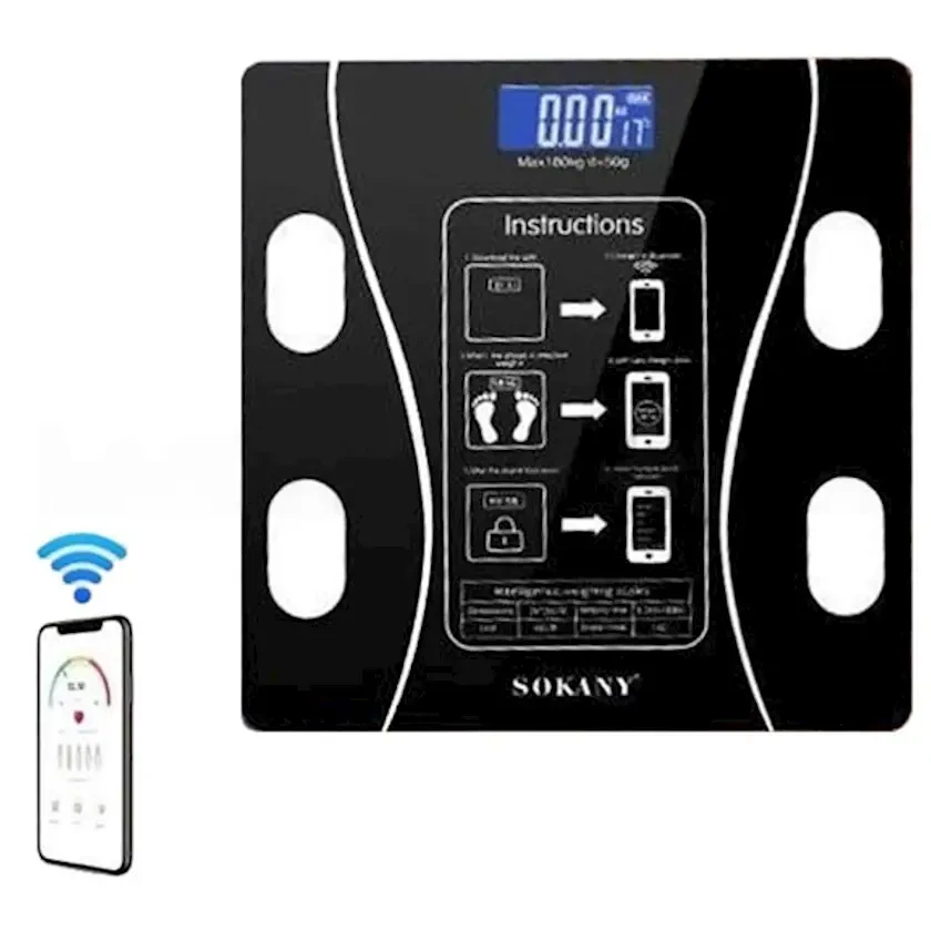 Смарт ваги Bluetooth розумні підлогові 180 кг Sokany SK-19019 Fm