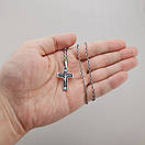 Якірний срібна цепочка з чоловічим хрестиком. Ланцюг якір на шию і кулон хрест срібло 925, фото 3