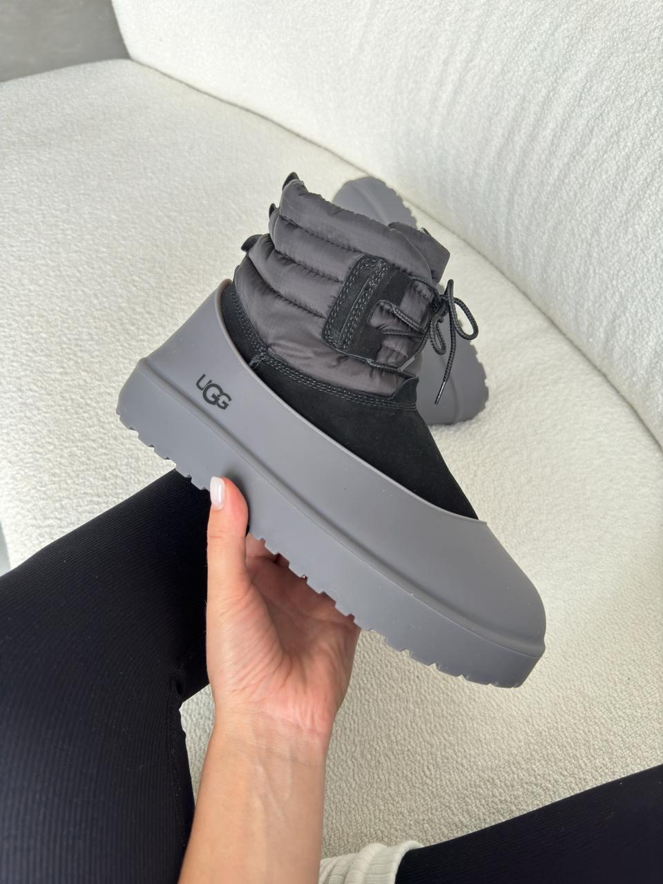 Зимові Черевики UGG Classic Mini Lace-Up Black | чорні на шнурівці, розміри 36–45 (унісекс)