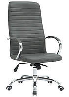 Офісне крісло керівника сіре Fernando хром НВ з підлокітниками та механізмом Anifix AMF