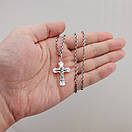 Срібна цепочка якірне плетіння з хрестиком. Якірний срібний ланцюг на шию та хрест срібло 925, фото 3