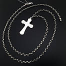 Срібна цепочка якірне плетіння з хрестиком. Якірний срібний ланцюг на шию та хрест срібло 925, фото 6