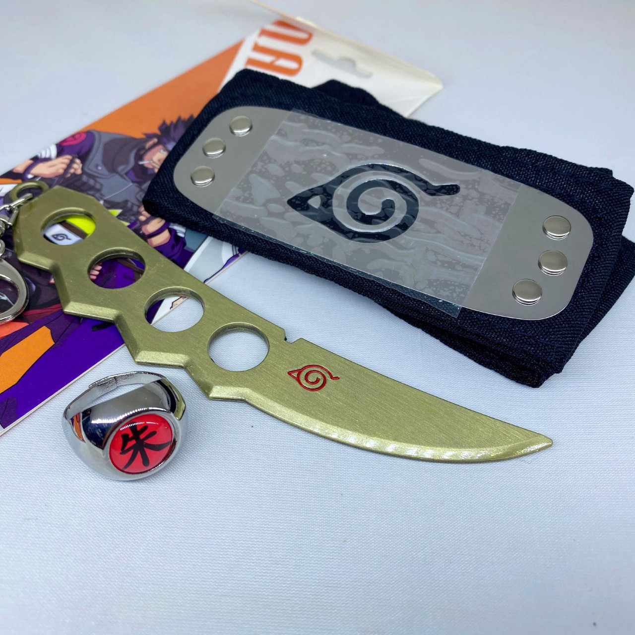 Клинок Чакри Асуми, кільце Ітачі, пов'язка Наруто (набір 3 в 1) іграшка для дітей (l_10081), фото 1