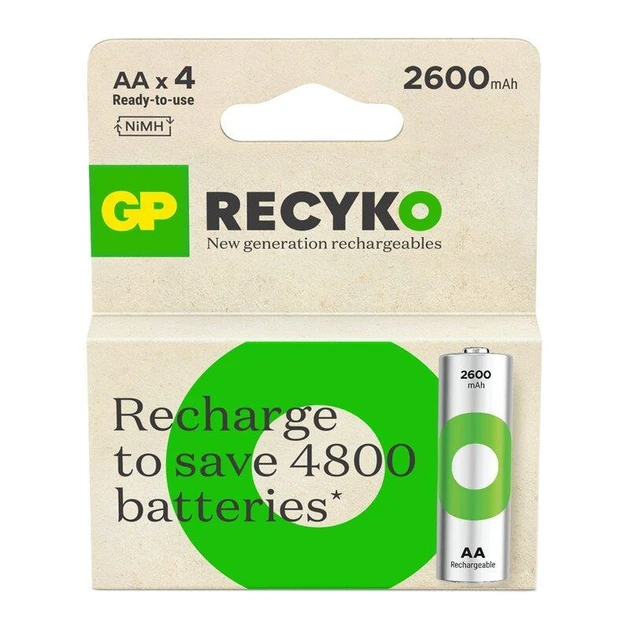 Аккумулятор GP ReCyko  AA/HR6 2600mAH (GP270AAHCE-2EB4) (4шт)