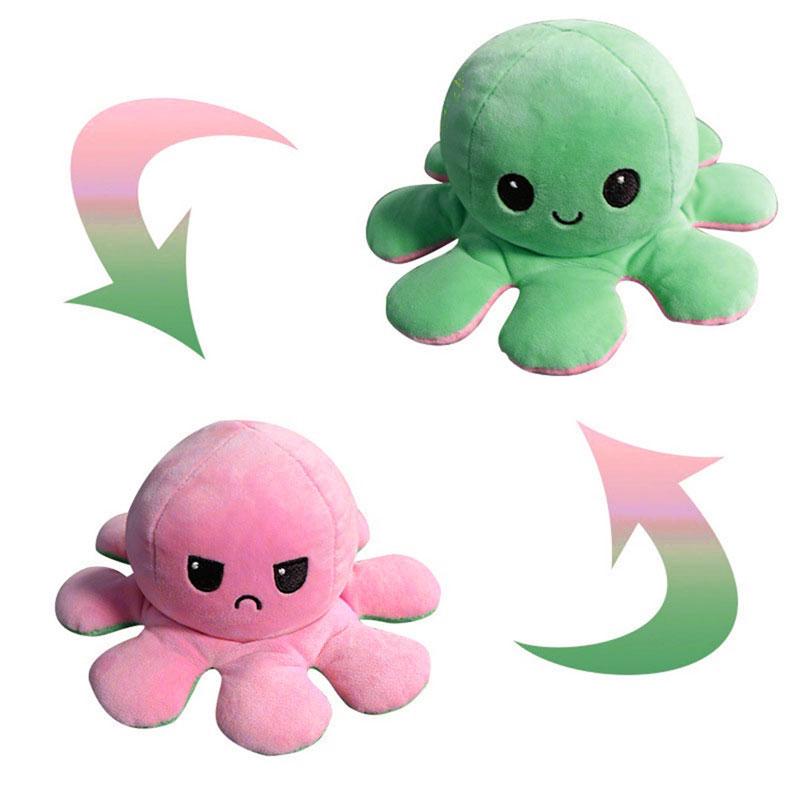 Іграшка «Зелений + рожевий» восьминіг перевертень, великий — 20 см для дітей (l_9635), фото 1