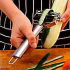 Двостроння овочечистка 4-в-1 з нержавійки (18см) / Шатківниця для овочів / Ніж для очищення / Ніж-економка, фото 2