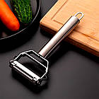 Двостроння овочечистка 4-в-1 з нержавійки (18см) / Шатківниця для овочів / Ніж для очищення / Ніж-економка, фото 3