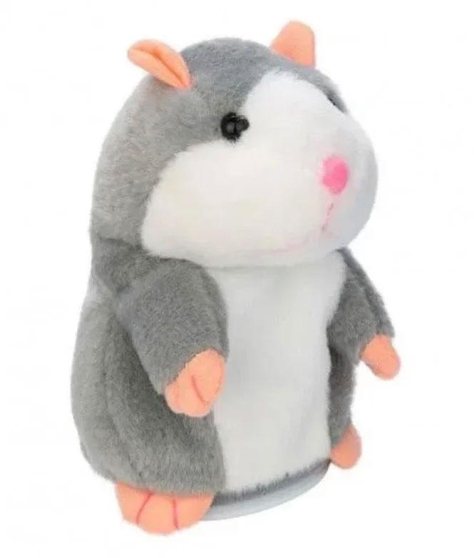 Іграшка, що говорить хом'як, повторюшка (Сірий) на батарейках для дітей (l_8974), фото 1