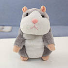 Іграшка, що говорить хом'як, повторюшка (Сірий) на батарейках для дітей (l_8974), фото 5