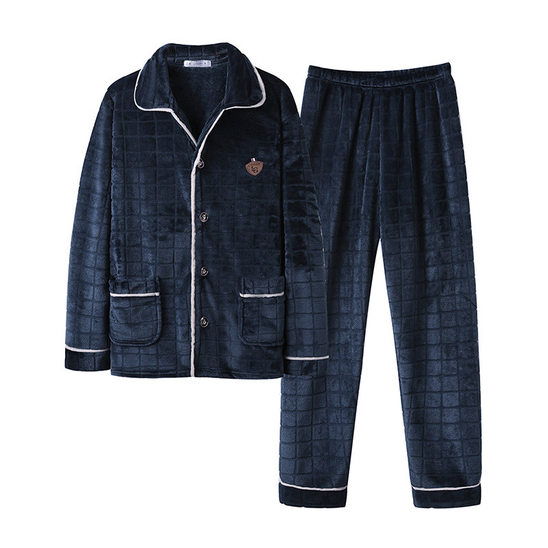 Піжама чоловіча Lesko CK-219 Dark Blue 3XL сорочка з довгим рукавом і штанами тепла 1 шт., фото 1