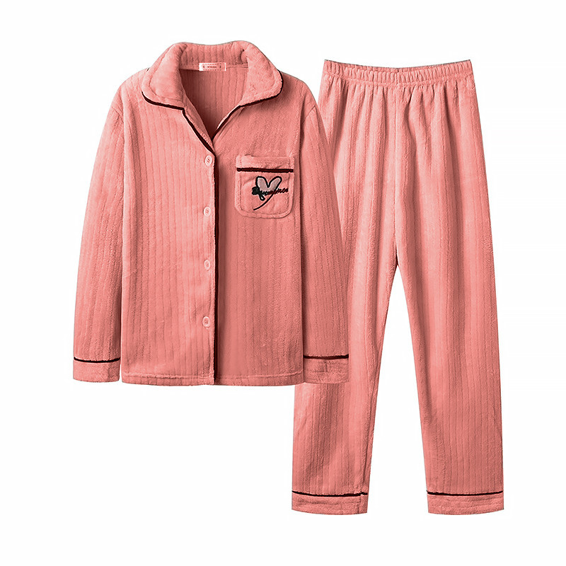 Жіноча піжама Lesko CK-504 Peach M сорочка з довгим рукавом і штанами тепла 5 шт., фото 1