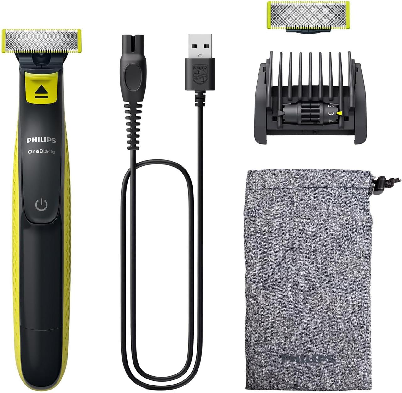 Тример Philips OneBlade з оригінальним лезом + насадка 5в1 + футляр QP2724/30