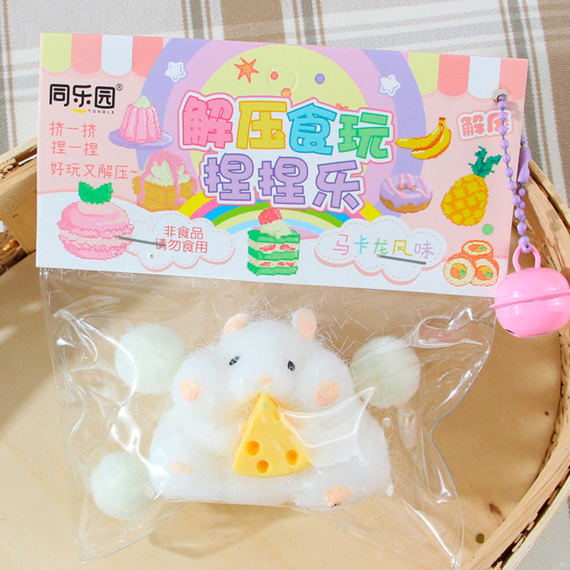 Іграшка Сквіш таба лапка Білий Хом'як із сиром антистрес для дітей (l_13238), фото 1