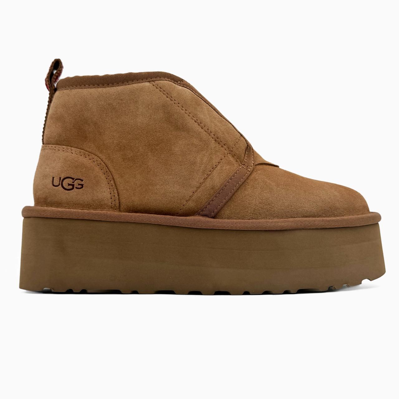Зимові Жіночі Черевики UGG Neumel Platform Zipper Chestnut | каштанові на платформі з блискавкою, розміри 36–41, фото 1