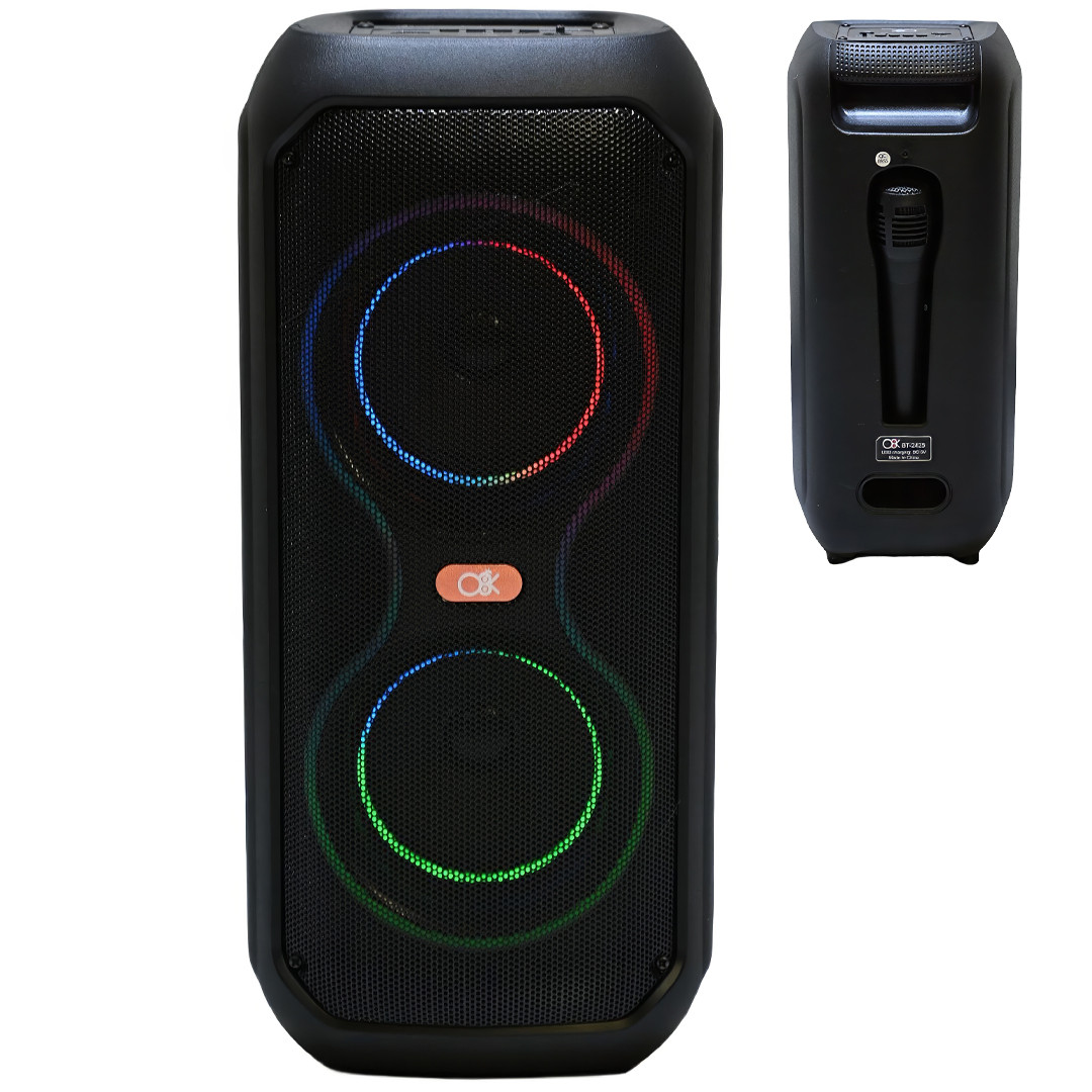 Портативна Bluetooth колонка з мікрофоном та світломузикою BT-2425 Активна підлогова Bluetooth колонка, фото 1