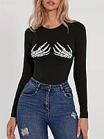 Жіноче боді з принтом рук на грудях