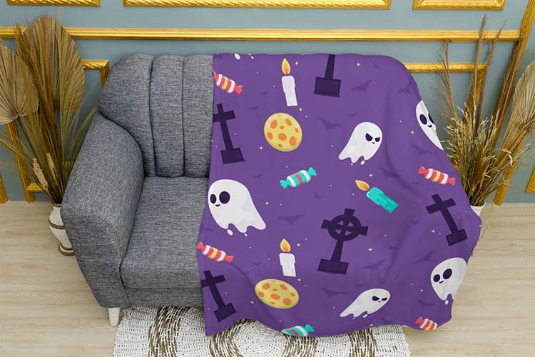 Плед «Паттерн. Ghosts. Halloween Night. Pattern» Двухслойный с печатью с обеих сторон, 135х150см, фото 1