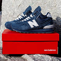 Зимові кросівки черевики New Balance 574 з хутром, сині