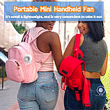 Міні-ручний вентилятор HITNEXT, портативний ручний вентилятор, персональний невеликий вентилятор, що працює від акумулятора 2000, фото 4