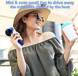 Міні-ручний вентилятор HITNEXT, портативний ручний вентилятор, персональний невеликий вентилятор, що працює від акумулятора 2000, фото 6