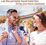 Міні-ручний вентилятор HITNEXT, портативний ручний вентилятор, персональний невеликий вентилятор, що працює від акумулятора 2000, фото 7