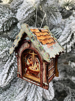Новорічні декоративні прикраси Будиночок дерев'яний 10*8* см