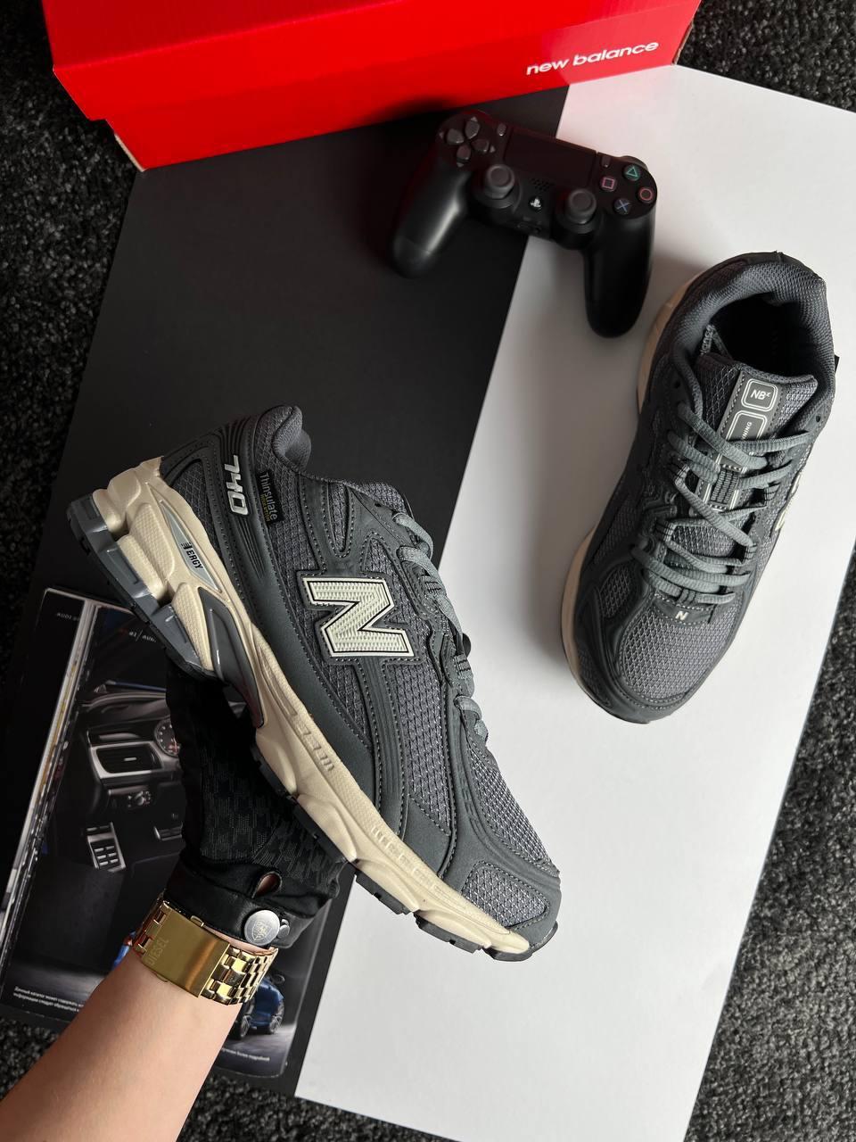 Чоловічі кросівки New Balance 740 Grey, кеди Нью Беланс шкіра текстиль Gore-Tex, термосірі. Чоловіче взуття