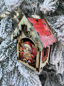 Новорічні декоративні прикраси Будиночок дерев'яний 10*8* см