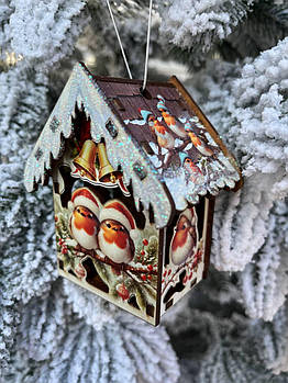 Новорічні декоративні прикраси Будиночок дерев'яний 10*8* см