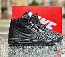 Чоловічі зимові кросівки Nike Lunar Force 1 Duckboot '17 Black Найк Лунар Форс чорні високі з хутром зима В'єтнам, фото 5