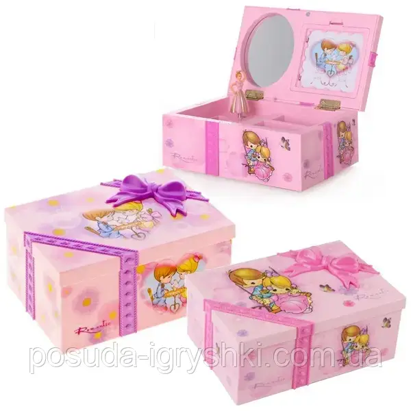 Скринька 9209 16 см, дзеркало під кришкою , фігурка , музика ( заводна )., фото 1